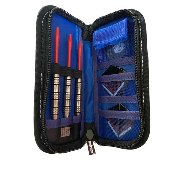 Unicorn Soft Tip Dart Set Case Extra Flights Shafts Black Blue Red Game League - Picture 2 of 10